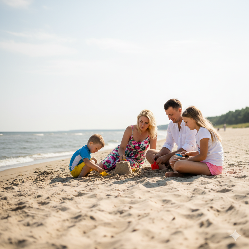 family summer beach